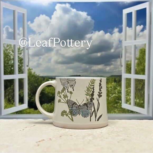 Gray/Blue Butterflies in Spring Beige Ceramic 18oz Mug - Picture 7 of 10